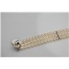Image 2 : Triple-Strand Pearl Bracelet 8 1/2" - Natural Pearls, Ladder Pattern, 2 Silver Bars