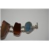Image 2 : Agate & Sterling Silver Bracelet 7 1/2", 5 Multi-Colored Polished Agates 1" to 2 1/4"