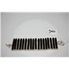 Image 1 : Silver Bracelet w/ 18 Black Composite Bars, Ladder Pattern, 6 5/8"