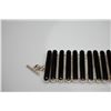 Image 2 : Silver Bracelet w/ 18 Black Composite Bars, Ladder Pattern, 6 5/8"