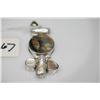 Image 2 : Pearl & Abalone Shell Pendant - 2 3/8" x 1 1/4", Abalone Shell Center, Silver Alloy