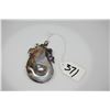 Image 2 : Pear Shaped Amethyst, Topaz, Peridot Pendant 2 5/8" x 1 5/8", Oyster Shell w/ Mabe Pearl