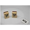 Image 2 : Pair: Vintage Mahjong Tile Earrings 1 1/4" Rectangle Bamboo, Chinese Characters, Clip-On