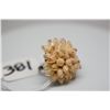 Image 2 : Niihau Shell (Momi) Ring - Tiered Floral Design, Size 4 w/Guard (Size 6 without), 1 Shell Missing