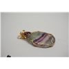 Image 2 : Qty 6 Silver Pendants w/Various Semi-Precious Stones (Amber, Iridized Quartz Crystals, etc.)