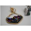 Image 2 : Misc. Jewelry Lot: 6 Pendants, 2 Bracelets (Iridized Quartz Crystals, Topaz, Pearls)