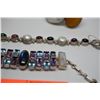 Image 8 : Misc. Jewelry Lot: 6 Pendants, 2 Bracelets (Iridized Quartz Crystals, Topaz, Pearls)