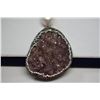 Image 2 : Amethyst Crystal Pendant w/Pearl, Fine Mesh Chain, 925 Sterling Silver