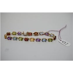 14K Link Bracelet w/ Multiple Gemstones (Amethysts, Aquamarines, Citrines, Peridots, etc)