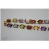 Image 3 : 14K Link Bracelet w/ Multiple Gemstones (Amethysts, Aquamarines, Citrines, Peridots, etc)