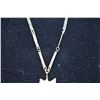 Image 3 : 14K Curved Rectangular Pendant w/Amethyst Stones, Link Chain w/Rectangular Bars