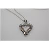 Image 2 : Diamond Heart Pendant w/Mesh Chain - 20 Diamonds .60 ct, Imperfect Clarity, 10K White Gold, 3.0 g (w