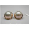 Image 2 : Cultured Mabe Pearl Earrings - 19mm Pearl, 14K Yellow Gold Posts, 14.7 g, Clip Earrings