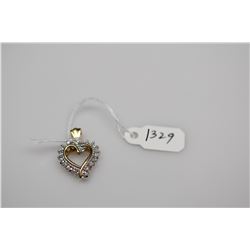 Heart Pendant with 10 Diamonds - 10 Round Diamonds (.10 ct), 18K Yelllow & White Gold, 2.3 g