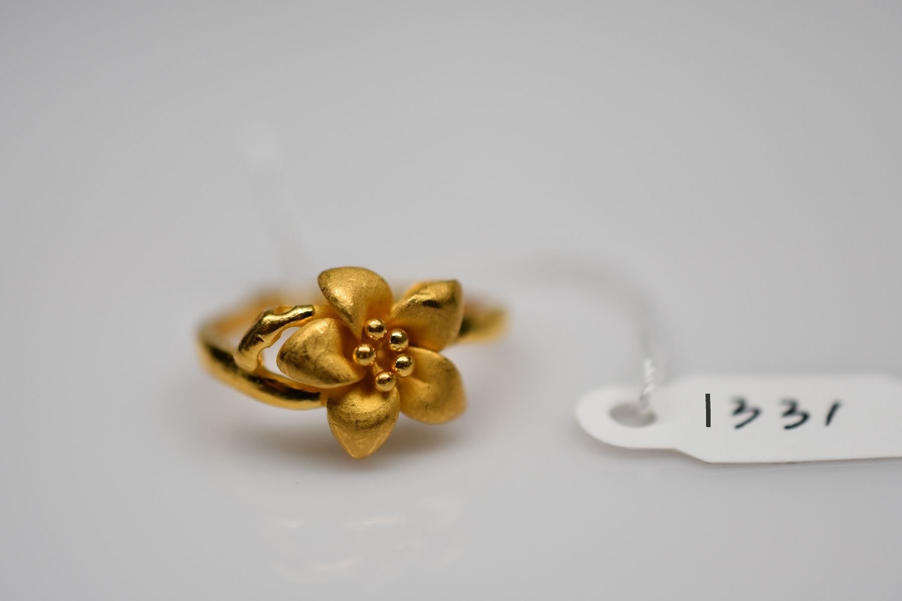 24K Gold Chinese Ring w/Floral Design - Expandable Shank, 24K Yellow ...