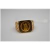 Image 2 : King Kamehameha 14K Gold Ring w/24K Private Mint Gold Coin (1.4 g), Ring 6.4 g
