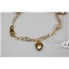 Image 2 : 14K Link Bracelet w/ 3 Heart Charms - 6 1/2" Length, Bracelet & Charms 14K, 6.7 g