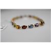 Image 2 : 14K Link Bracelet w/Garnets, Blue Topaz, Amethysts, Citrines (13.5 ct), 7" L, 14K, 5.8 g