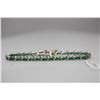 Image 2 : Emerald & Diamond Tennis Link Bracelet - 7 1/8" L, 28 Emeralds (7.0 ct), 13 Diamonds (.065 ct), 14K,
