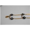 Image 2 : 14K Double Row Link Bracelet - 6 3/4" Length, 8 Tahitian Cultured Pearls, 11.9 g