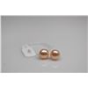 Image 1 : Button Pearl Stud Earrings - Each 8.5mm Cultured Button Pearl, 14K Gold Post, 1.8 g