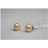 Image 2 : Button Pearl Stud Earrings - Each 8.5mm Cultured Pearl, 14K Yellow Gold Post, 1.9 g