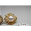 Image 2 : Pearl & Diamond Earrings - Each w/13mm Mabe Pearl, 12 Diamonds (.06 ct), 14K, 10.4 g