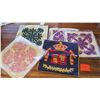 Image 1 : 5 Quilted Pillow Covers - Hand-Stitched (4 New, Non-Authentic), Blue is Custom-Made