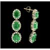 Image 2 : 14KT Yellow Gold 9.51ctw Emerald and Diamond Earrings