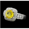 Image 2 : 14KT White Gold 2.63ct Yellow Sapphire and Diamond Ring