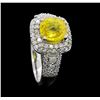 Image 4 : 14KT White Gold 2.63ct Yellow Sapphire and Diamond Ring