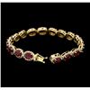 Image 4 : 14KT Yellow Gold 20.30ctw Ruby and Diamond Bracelet