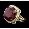 Image 2 : 14KT Yellow Gold 16.70ct Ruby and Diamond Ring