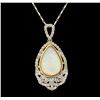 Image 2 : 14KT Yellow Gold 8.38ct Opal and Diamond Pendant with Chain