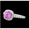 Image 2 : 14KT White Gold 1.24ct Pink Sapphire and Diamond Ring