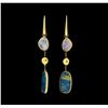 Image 1 : 14KT Yellow Gold Blue and White Gemstone Dangle Earrings