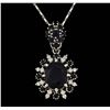 Image 1 : 14K White Gold 9.05 ctw. Sapphire and Diamond Pendant with Chain