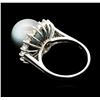 Image 3 : 14KT White Gold 12mm Pearl and Diamond Ring