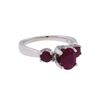 Image 1 : Platinum 0.75ctw Ruby and Diamond Ring