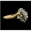 Image 2 : 14KT Yellow Gold 0.25ctw Diamond Cluster Ring