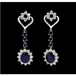 14KT White Gold 7.72ctw Sapphire and Diamond Earrings