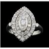 Image 1 : Platinum 0.64ctw Diamond Ring