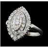 Image 2 : Platinum 0.64ctw Diamond Ring