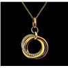 Image 1 : 14KT Yellow, Rose and White Gold 0.21ctw Diamond Pendant with Chain