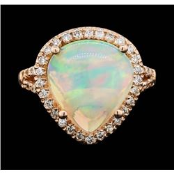 14KT Rose Gold 4.20ct Opal and Diamond Ring