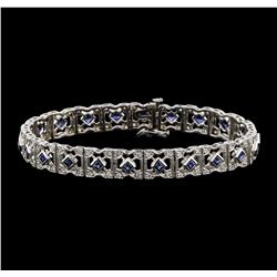 14KT White Gold 2.40ctw Blue Sapphire and Diamond Bracelet