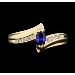 14KT Yellow Gold 0.35ct Sapphire and Diamond Ring