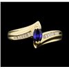 Image 1 : 14KT Yellow Gold 0.35ct Sapphire and Diamond Ring