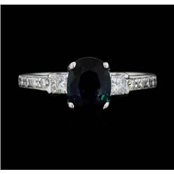 18KT White Gold 1.50ct. Natural Blue Sapphire and Diamond Ring