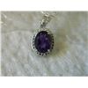 Image 3 : NECKLACE - 3.5CT AMETHYST & DIAMOND NECKLACE OVAL CUT AMETHYST IN STERLING SILVER SETTING - INCLUDES